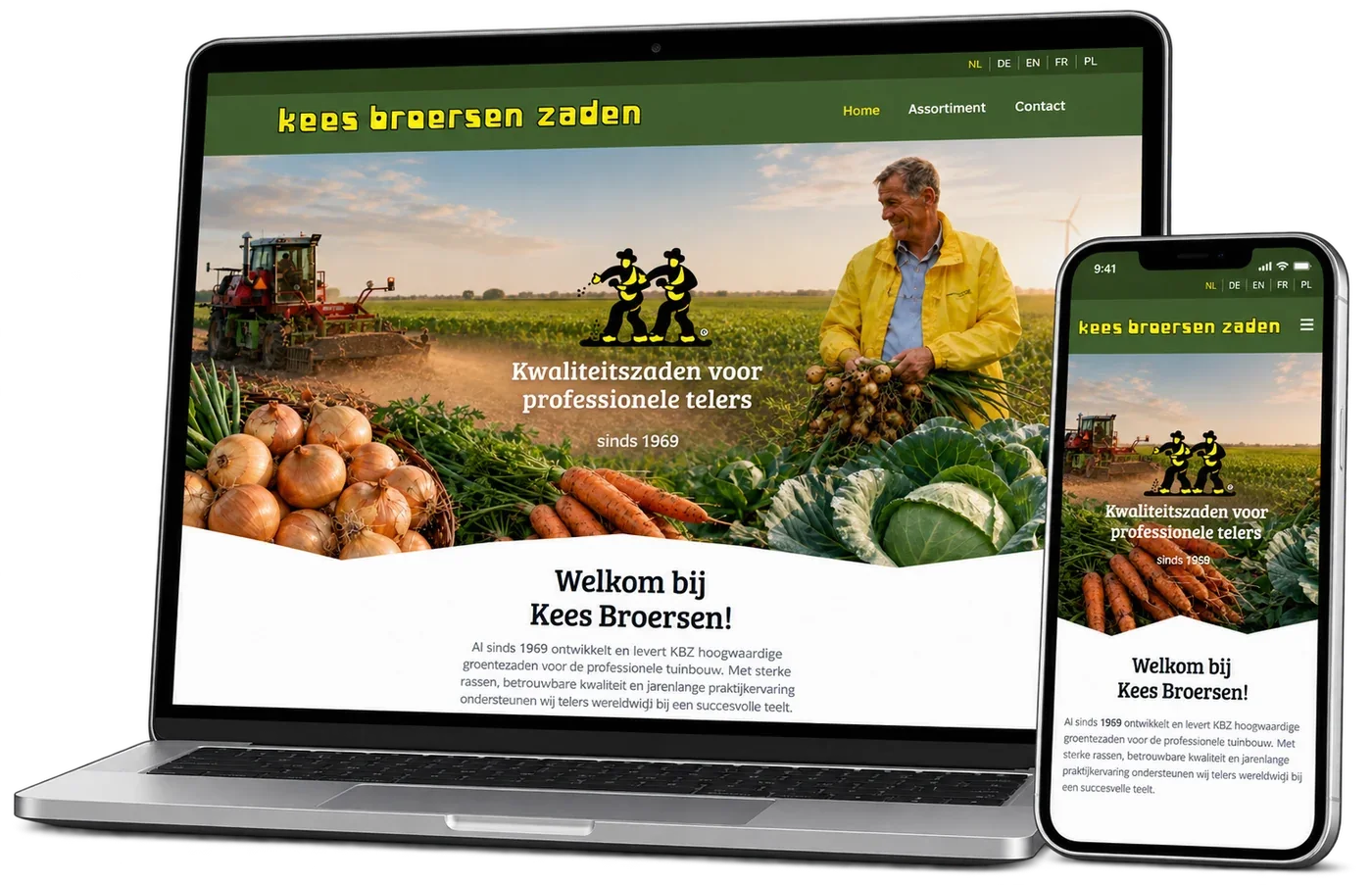 Een nieuwe Webbly-website op een laptop en een telefoon: op beide schermen even goed leesbaar